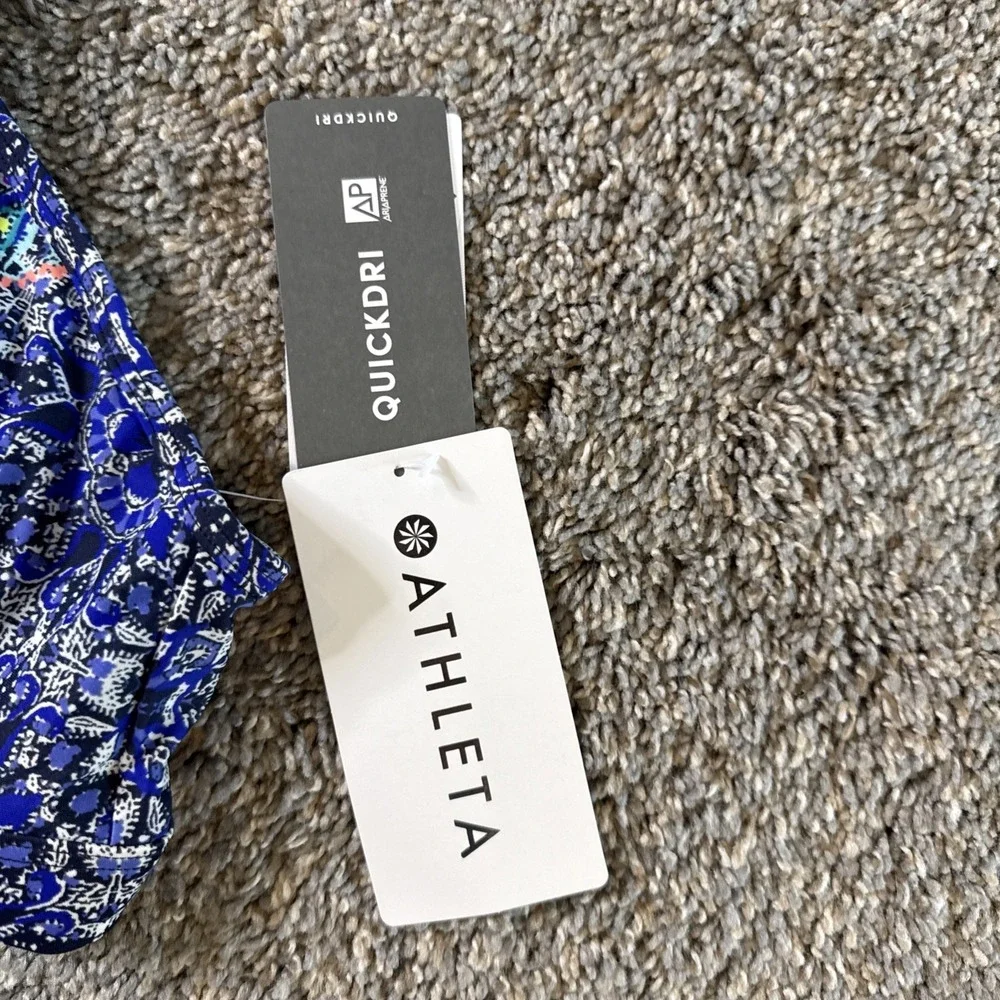 Athleta Baja Cup Bra Swim Bikini Top Women's Size 38‎ B/C Blue Boho Mosaic Print